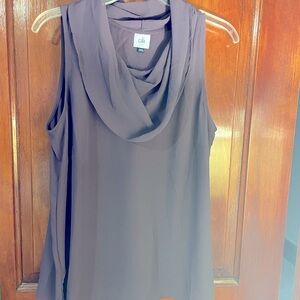 CAbi plum large drape neck sleeveless top